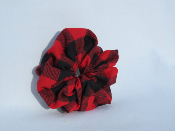 Red and Black Check Buffalo Scrunchie