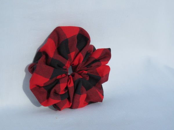 Red and Black Check Buffalo Scrunchie
