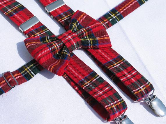 Royal Stewart Tartan Flat Cap, Bow Tie and Suspenders