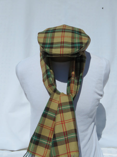 Saskatchewan Tartan Flat Cap and Scarf-Taylors Tartans