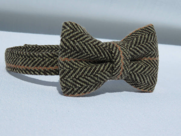 Wool Brown Herringbone Suspenders Bow Tie-Taylors Tartans