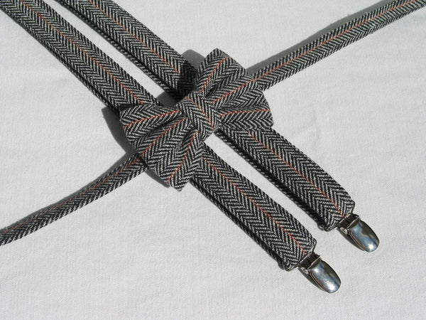 Wool Herringbone Suspenders Bow Tie-Taylors Tartans